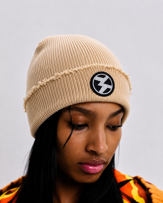Frayed signal beanie