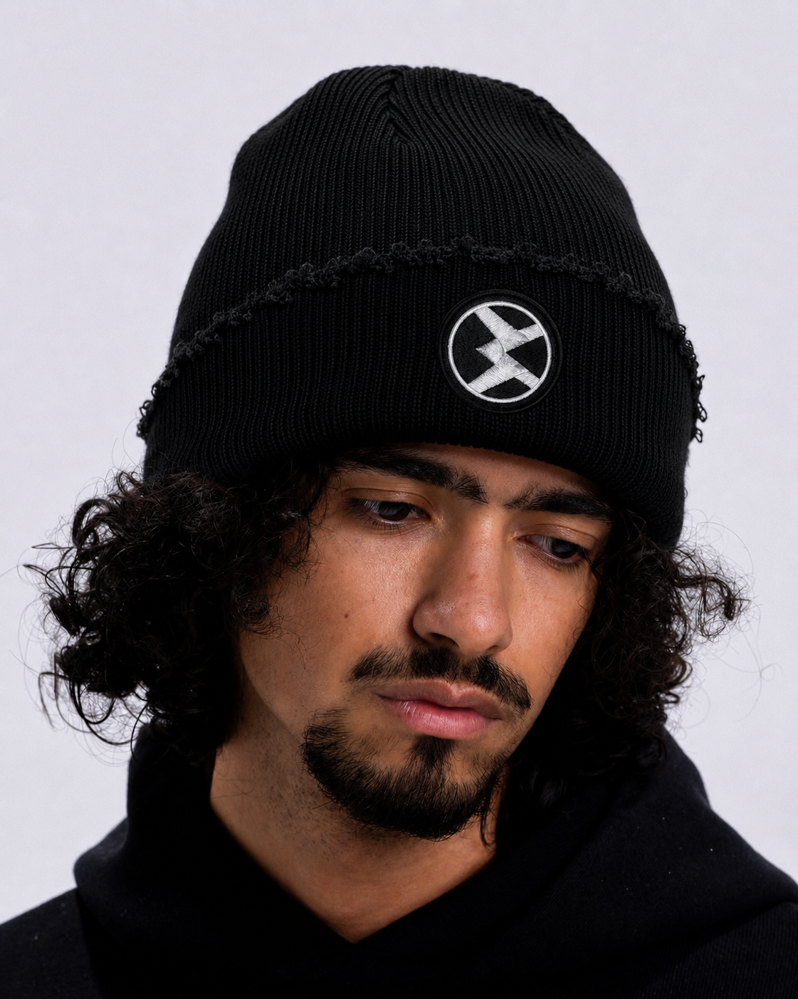 Frayed signal beanie